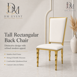 Chaise de mariage rectangulaire rembourrée en acier inoxydable doré avec coussin blanc pour événements de banquet – Vente en gros de sièges - Product Image 1
