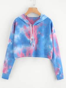 Sweat-shirt à capuche tie-dye pour femme de qualité supérieure, logo personnalisé brodé ou imprimé, vente en gros, pour l'hiver - Product Image 5