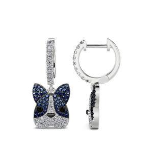 Boucles d'oreilles pendantes Jeulia Smart French Bulldog en argent sterling, tendance - Product Image 2