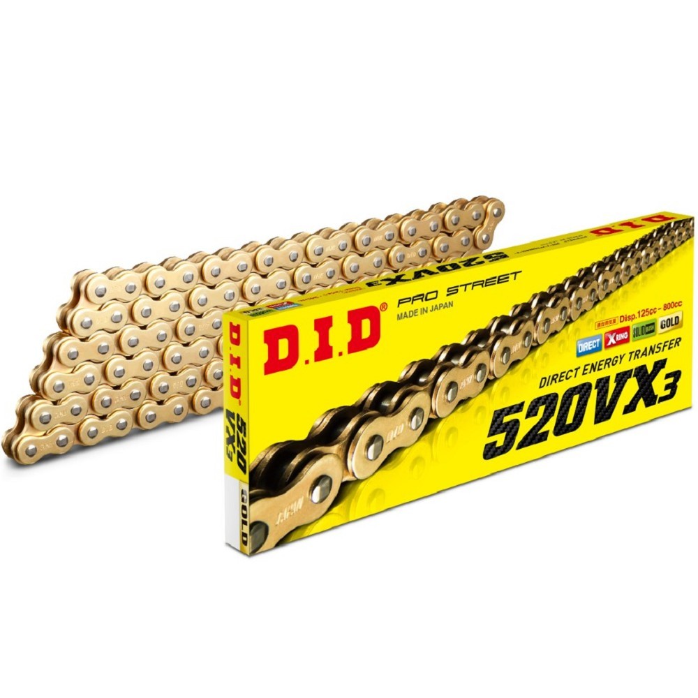 DID Gold Chain X-Ring 520VX3 for SYM Maxsym TL 500/508
