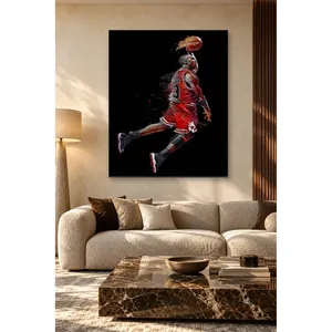 Fida Slam Dunking, joueur de basket-ball en maillot rouge, impression sur toile - Product Image 3