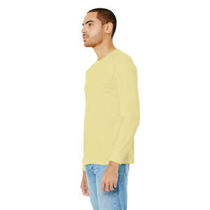 52% Airlume Combed and <b>Ring</b> Spun Cotton 48% Poly 32 Single 4.2 oz French Vanilla Unisex Heather CVC Long Sleeve T-Shirt - Product Image 2