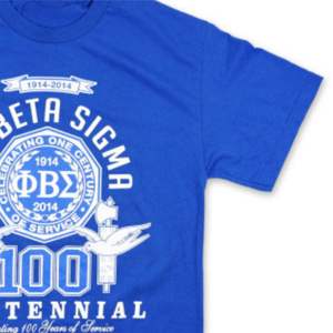 PBS Centennial Graphic Tee - <b>Black</b> & Blue 100% Polyester Phi Beta Sigma <b>Shirt</b> with Printed Team Logo Men's Fraternity Apparel - Product Image 5