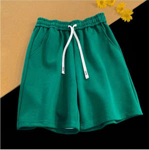 Pantalones cortos informales cómodos de algodón 100% para hombre, cintura elástica sólida, de punto transpirable, tendencia deportiva versátil de media oscuridad - Product Image 1