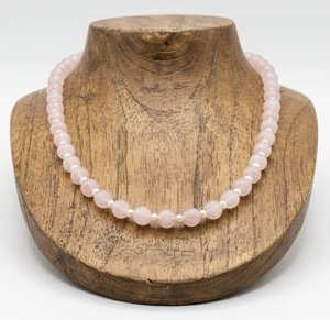 Hot Selling Unisex Silver 925 Gold Plated 18-Inch <b>Rose</b> <b>Quartz</b> Beaded Lock Hand-Knotted Certified Trendy Fashionable Gift - Product Image 2