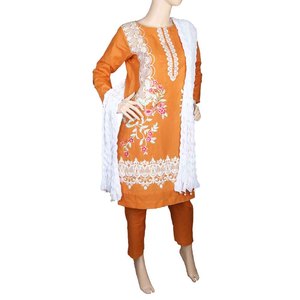 Traje de 3 piezas bordado para mujer - Color mostaza - Product Image 1