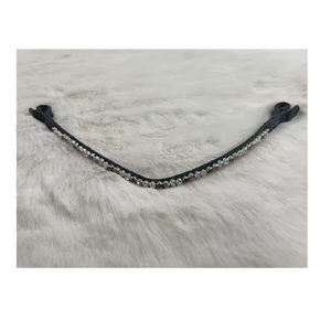 Alta calidad hecho a mano 100% cuero indio genuino caballo ecuestre browbands cristales MH Global Exports marca logotipo personalizado a granel - Product Image 1