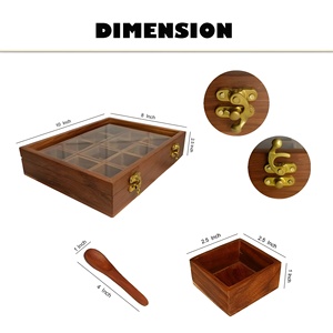 Boîte à épices en bois du fabricant indien Taux de gros Forme carrée Conception pliable fonctionnelle - Product Image 3
