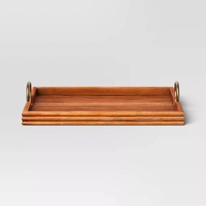 HOT SELLING ACACIA WOOD Serving Tray with Oval Wooden Tray <b>Decorative</b> Serving Tray Kitchen Living Room Dining Table Home <b>Decor</b> - Product Image 6