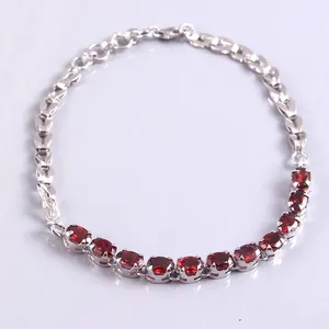 Natural Garnet Tennis <b>Bracelet</b> Gemstone, Elegant Jewelry, <b>Birthstone</b> <b>Bracelet</b> for Women, Stylish Gift Idea - Product Image 2