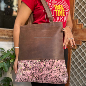 กระเป๋าโท้ทหนังของผู้หญิง,กระเป๋าสะพายไหล่หนังสัตว์มีสไตล์กระเป๋าช้อปปิ้ง - Product Image 1