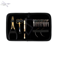 CISEAUX EN METAL Kit de Salon de Coiffure Extensions de Cheveux Humains Ciseaux en Acier Inoxydable Rasoir Pince à Bande Adhésive Peigne à Séparer Boucle à Aiguille