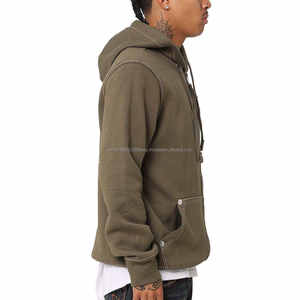 Heavyweight Blank Plain Hoodie <b>Zipper</b> Men Cropped Streetwear Drop Shoulder Zip up Hoodies Sweatshirts High Quality - Product Image 3