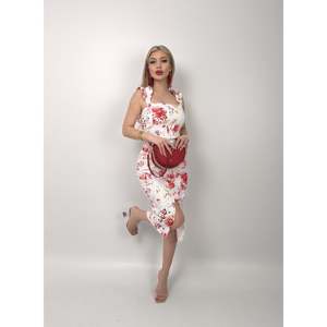Vestido Ajustado de Satén 4019 con Diseño sin Tirantes y Estampado Digital con Tirantes de Globo - Product Image 5