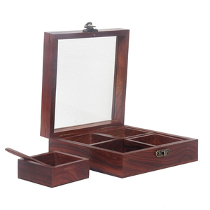 Boîte à épices en bois artisanale, 4 boîtes, petit rangement, boîte à masala indienne, outils de cuisine en bois et organisateur, passe au lave-vaisselle, décoration de cuisine - Product Image 4
