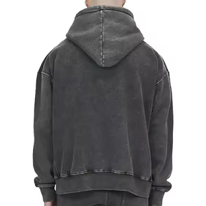 Pull à capuche pour hommes, poids lourd, délavé à l'acide, 100% coton, teint uni, personnalisé, essentiel, décontracté, unisexe pour l'hiver - Product Image 3