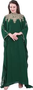 Beaded Ball Gown Muslim <b>Abaya</b> <b>Dress</b> Full Length with Crystal Embellishments and Anti-Static Feature Pattern Decoration <b>Abaya</b> - Product Image 3