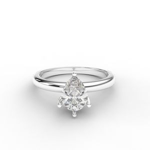 IGI Certified Pear Cut Lab Grown Diamond Solitaire Engagement & Wedding Ring in <b>Solid</b> 925 Sterling <b>Silver</b> - Product Image 1