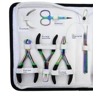Kit Completo de Herramientas para Cabello con Aguja de Enhebrar en Bucle, Alicates para Extensiones de Cabello, Cortador de Fusión, Alicates para Crimpar, Tijeras y Clips - Product Image 3