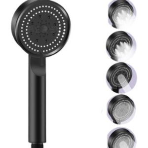 Pommeau de douche réglable à 5 fonctions haute pression - Noir - Product Image 1