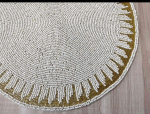 Handmade luxury table centerpiece <b>mat</b> Decorative bead art dining placemat Premium handcrafted floral table <b>mat</b> Elegant <b>round</b> - Product Image 6