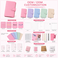 Organiseur compact personnalisé A6 en cuir PU avec fermeture à pression, classeur à 6 anneaux rechargeable, emplacements pour cartes, carnet de notes