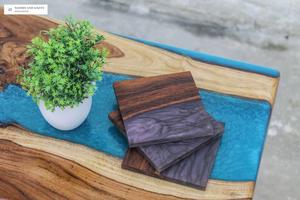 Sous-verre carré en bois vintage avec résine à prix raisonnable utilisé dans la cuisine meilleure qualité - Product Image 6