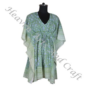 Nouveauté 2024 indien main bloc imprimé caftan Robe KFCS150 Robe d'été Kimono vacances coupe ample Robe vêtements pour femmes - Product Image 5