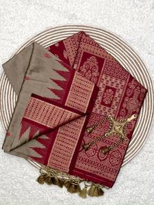 ผ้าส่าหรีทอผ้าใยไหมทัสซูร์แบบกึ่งบริสุทธิ์พร้อมขอบทอสัดัดแฟชั่นสไตล์ใหม่ - Product Image 4