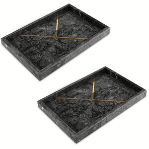 Bandeja de servicio de mármol Sostenible 3 piezas Mango de latón Diferentes colores de piedra Bandeja de mármol más nueva para el hogar - Product Image 6