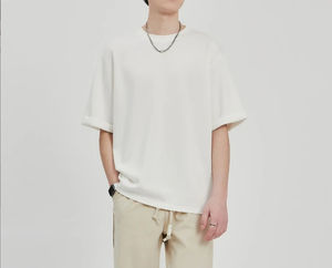 Camisetas holgadas de gran tamaño para hombre, nuevo estilo teñido liso, cuello redondo, venta al por mayor, camiseta de gran tamaño barata - Product Image 3