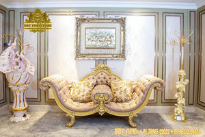 Chaise barroco de madera de teca de estilo europeo, chaise italiano de madera maciza para sala de estar Royallook, Deewan de madera tallada a mano para el hogar - Product Image 5