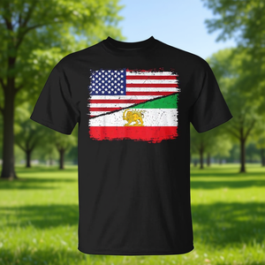T-Shirt Patriottica Mezzo Americano Mezzo Iraniano, Girocollo a Maniche Corte, Personalizzabile, Promozionale, Unisex per Adulti, Stampa Digitale - Product Image 4