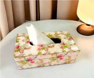 Boîte de support de papier de soie en bois MDF or imprimé avec finition brillante pour la maison ou le bureau - Product Image 2