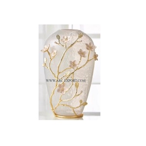 Vaisselle de maison Vases à fleurs Décoration de pot de fleur de mariage et de fête Vases en métal en laiton massif plaqué or Calligraphie islamique Travail - Product Image 5