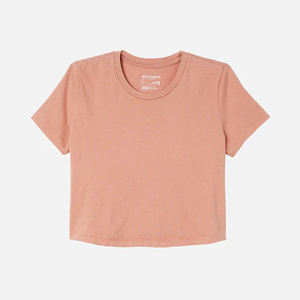 Terre cuite couleur Vintage lavage culture t-shirt 90% poids lourd Airlume coton 10% Polyester femmes dames à manches courtes t-shirts - Product Image 1