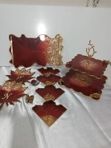 HARDENER Plateau de service en résine époxy fait à la main Essentiels de cuisine uniques pour la maison Restaurant Hôtel Plateaux de service décoratifs - Product Image 2