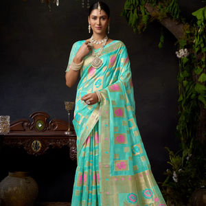 Sari en soie pur tissé à la main de designer, tissage Zari, style pakistanais traditionnel, haute qualité, pour mariage, fête, femmes indiennes, tous - Product Image 1