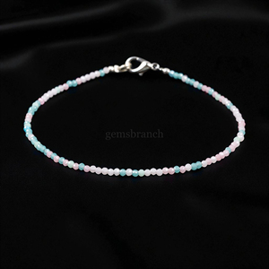 Natural Morganite Aquamarine Beaded <b>Bracelet</b> Micro Faceted Round Gemstone <b>Bracelet</b> Jewelry For Women Healing Crystal Gift Bulk - Product Image 2