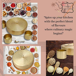 Boîte à épices en cuivre de bonne qualité, design martelé, ensemble pour la cuisine avec cuillère, 7 contenants, 40 ml, boîte à masala pour la cuisine - Product Image 6