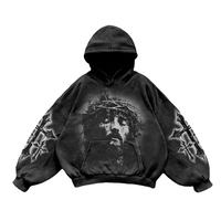 Vente en gros – Blouson zippé personnalisé pour homme en molleton épais 100 % coton, style vintage délavé à l'acide et brodé
