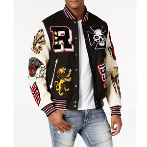 Chaqueta de béisbol unisex personalizada High Street Loose Fit Chaqueta universitaria para hombre Tallas grandes Ligero Casual Letterman Style Nueva tela - Product Image 1