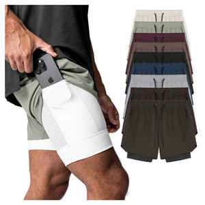 Short de musculation respirant 2 en 1 avec poche intérieure Gym Running Mens Shorts - Product Image 2
