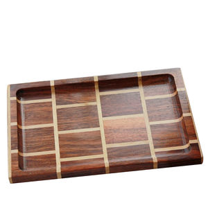 Assiette de service pour restaurant d'hôtel à la maison Plateau de service en bois avec poignée dorée Assiette de service pour restaurant d'hôtel à la maison - Product Image 2