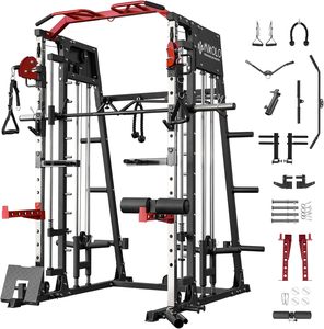 Top Deal Mikolos Machine 2200lbs Squat Rack LAT-Sistema extraíble y cruce de cables con Banco - Product Image 2