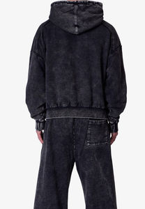 เสื้อฮู้ดผ้าฝ้ายโอเวอร์ไซส์ซักได้เสื้อมีฮู้ดผ้า100% ซับลิเมชันแนววินเทจฟอกสี - Product Image 2