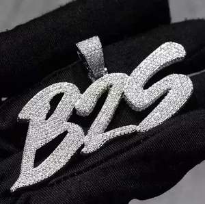 Pendentif en argent sterling 925 plaqué or blanc 14 carats 3.10Ct véritable Moissanite Cut lettre personnalisée breloque diamant pour pendentifs fins - Product Image 3