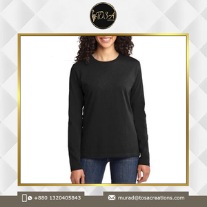 Camisetas de mujer de algodón 100% sostenibles de calidad superior Slim Fit hombro 160 GSM marca personalizada secado rápido manga completa al por mayor - Product Image 2