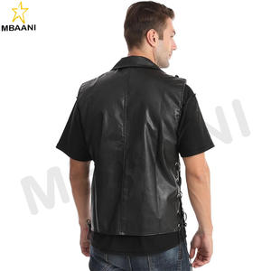 Chaleco de Motociclista de Cuero Sintético para Hombre, con Cremalleras, Ajustado, Sin Mangas - Product Image 4