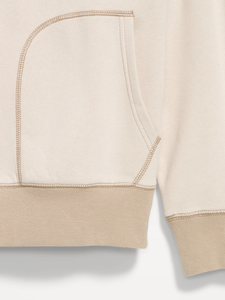 Sweat-shirt à capuche unisexe surdimensionné en coton molletonné uni, style décontracté pour l'automne, avec poches et étiquette, manches classiques - Product Image 4